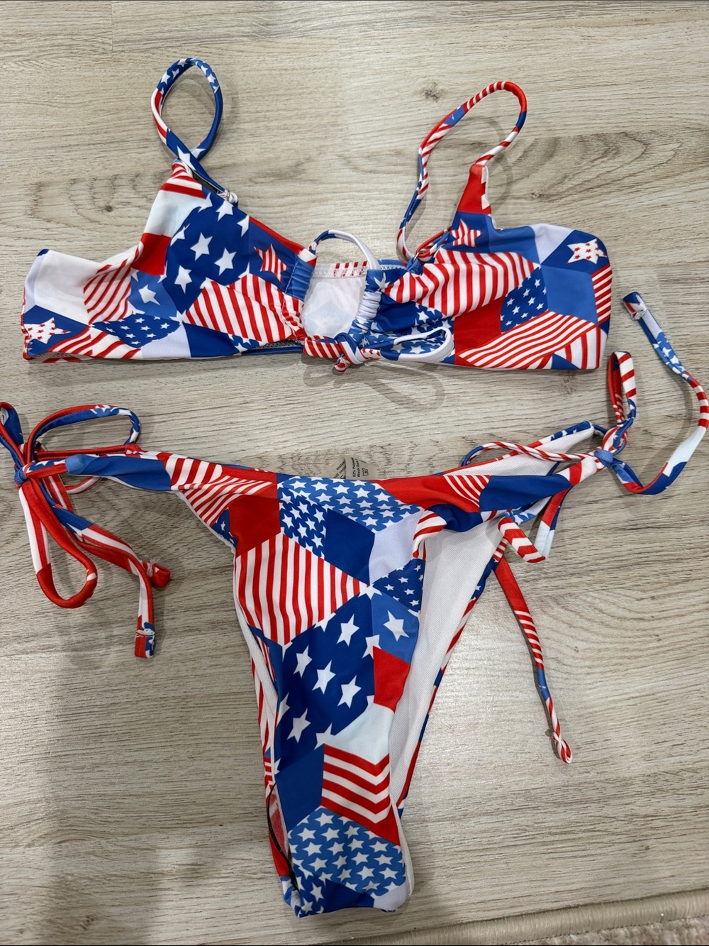 SHEIN Red, White & Blue Stars Patchwork Bikini